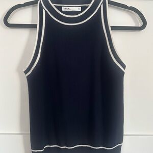 MIHOLL Navy and White Sleeveless Top